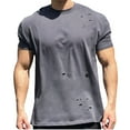 thumbnail image 1 of POIUYTR Mens Short Sleeve T Shirts Casual Loose Fit Cotton Hipster Distressed Ripped Tees Crewneck Summer Streetwear Tops, 1 of 2