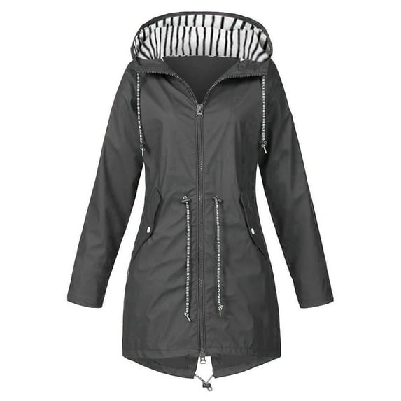 POIUYTR Rain Jacket Women Lightweight Raincoat Waterproof Windbreaker Mountain Travel Outdoor Hooded Trench Coats