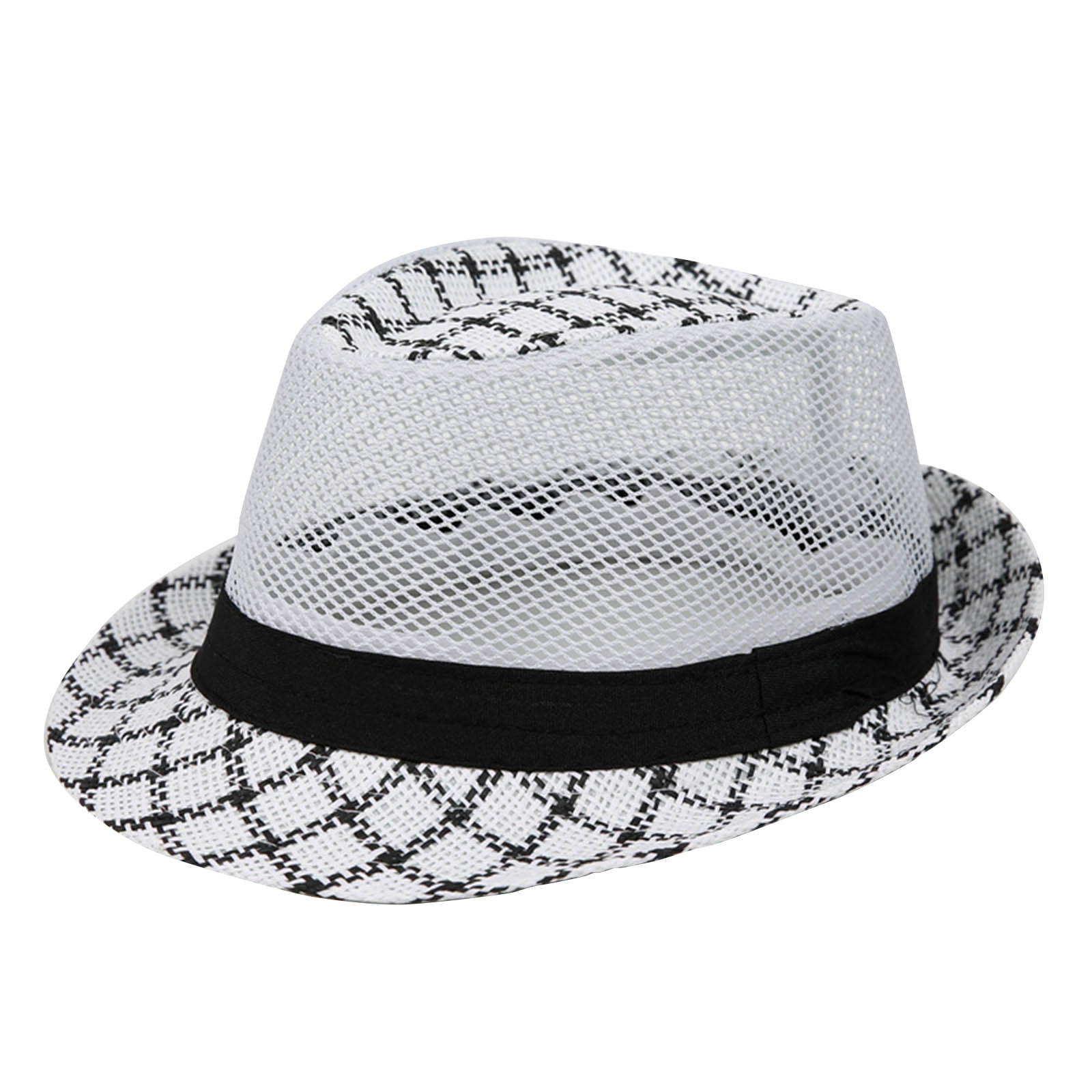 POIUYTR Straw Trilby Fedora Hat for Men Short Brim Panama  display picture 3