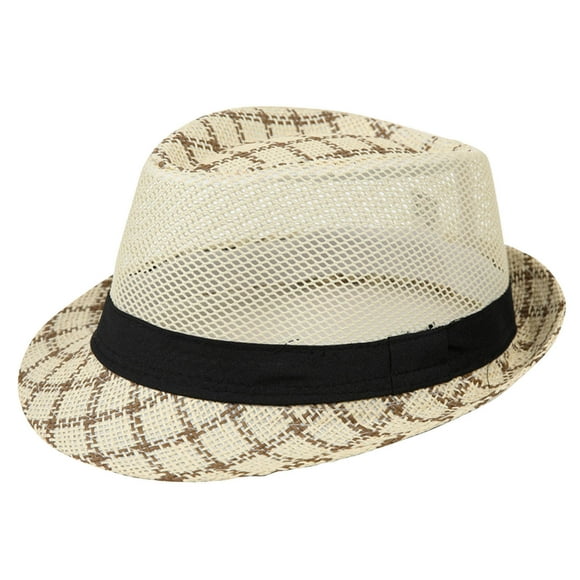 POIUYTR Straw Trilby Fedora Hat for Men Short Brim Panama Cap Men Summer Straw Sun Hat