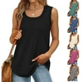 thumbnail image 1 of POIUYTR Summer Tank Tops for Women Casual Scoop Neck Wide Strap Sleeveless Tshirts Basic Solid Color Camisole, 1 of 6