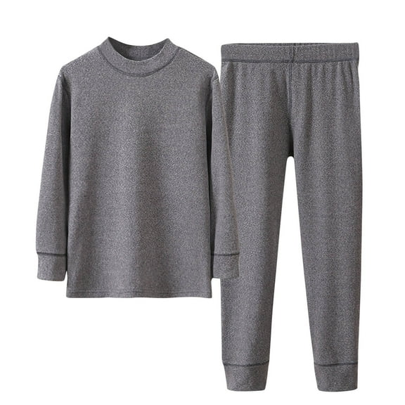 POIUYTR Toddler Cotton Thermal Underwear Set Kid Unisex Mock-Neck Long Sleeve Top & Long Pants for Night Sleep & Cold-Day 3-15Y