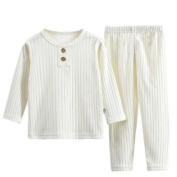 POIUYTR Toddler Thermal Loungewear Set Kid Boys Girls Long Sleeve Henley Shirt & Long Pants Underwear Set for Fall/Winter Night Sleep 1-11Y