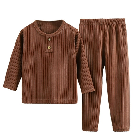 POIUYTR Toddler Thermal Loungewear Set Kid Boys Girls Long Sleeve Henley Shirt & Long Pants Underwear Set for Fall/Winter Night Sleep 1-11Y