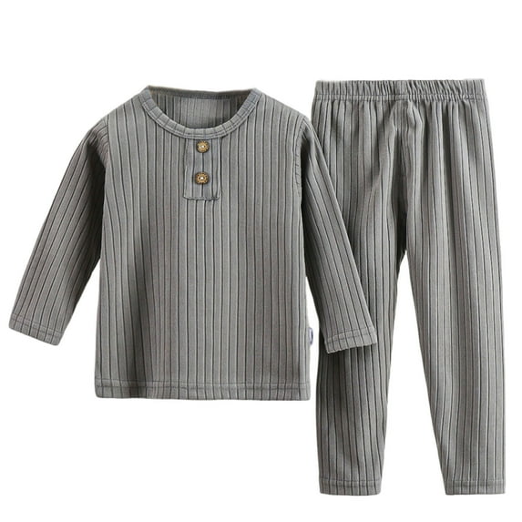 POIUYTR Toddler Thermal Loungewear Set Kid Boys Girls Long Sleeve Henley Shirt & Long Pants Underwear Set for Fall/Winter Night Sleep 1-11Y