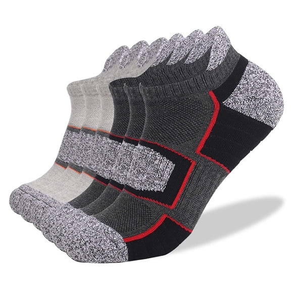 POIUYTR Unisex Running Athletic Ankle Socks Thick Cushioned Low Cut Socks Breathable Outdoor Hiking Wicking Socks for Men Women 6 Piars
