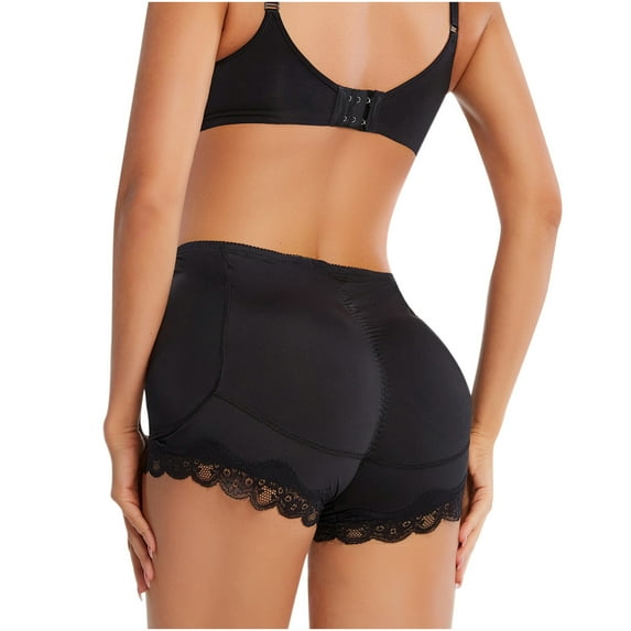POIUYTR Women Butt Lifter Panties Padded Shapewear Hip Enhancer Pads Lace Shorts Seamless Underwear Tummy Control Boyshorts