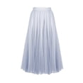 thumbnail image 1 of POIUYTR Women Casual Pleated Long Skirts Summer High Waist Flowy Solid Color Skirt Trendy Mesh Skirts, 1 of 6