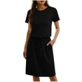 thumbnail image 1 of POIUYTR Women Casual T-shirt Dress Summer Crewneck Elastic Waist Short Sleeve Dresses Loose Shift Dress, 1 of 6