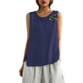 thumbnail image 1 of POIUYTR Women Cotton Linen Tank Tops Summer Scoop Neck Sleeveless Shirts Casual Loose Solid Color Camisole, 1 of 6