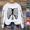 thumbnail image 1 of POIUYTR Women Halloween Fleece Sweatshirts, Spooky Holiday Pullover Tops, Trendy Cozy Print Sweatshirt, 1 of 5