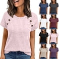thumbnail image 1 of POIUYTR Women Ribbed Knit Shirts Casual Loose Crewneck Short Sleeve Blouses Trendy Stretch Solid Color Tops, 1 of 6