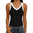 thumbnail image 1 of POIUYTR Women Summer Casual Tank Tops Slim Ribbed Knit Color Block Sleeveless Tshirts Comfy Stretch Camisole, 1 of 5