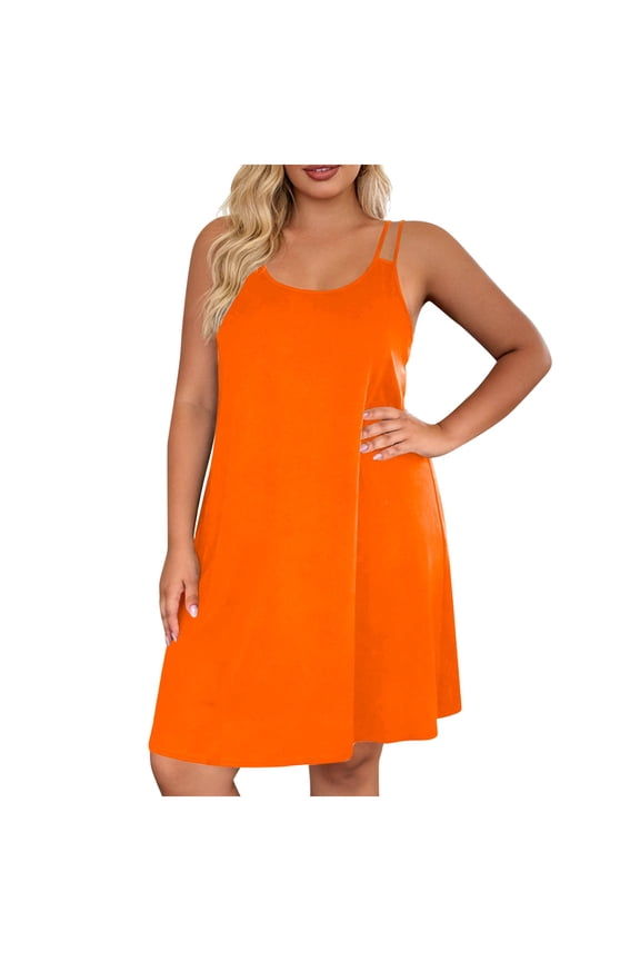 Women Summer Pajama Dress Casual Scoop Neck Sleeveless Pj Mini Dress Spaghetti Strap Camisole Dresses