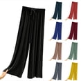 thumbnail image 1 of POIUYTR Women Summer Pajama Pants Casual Elastic Waist Wide Leg Solid Color Pj Palazzo Comfy Soft Trousers, 1 of 6