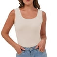 thumbnail image 1 of POIUYTR Women Summer Ribbed Knit Tank Tops Casual Stretch Scoop Neck Sleeveless Shirts Slim Wide Strap Camisole, 1 of 6