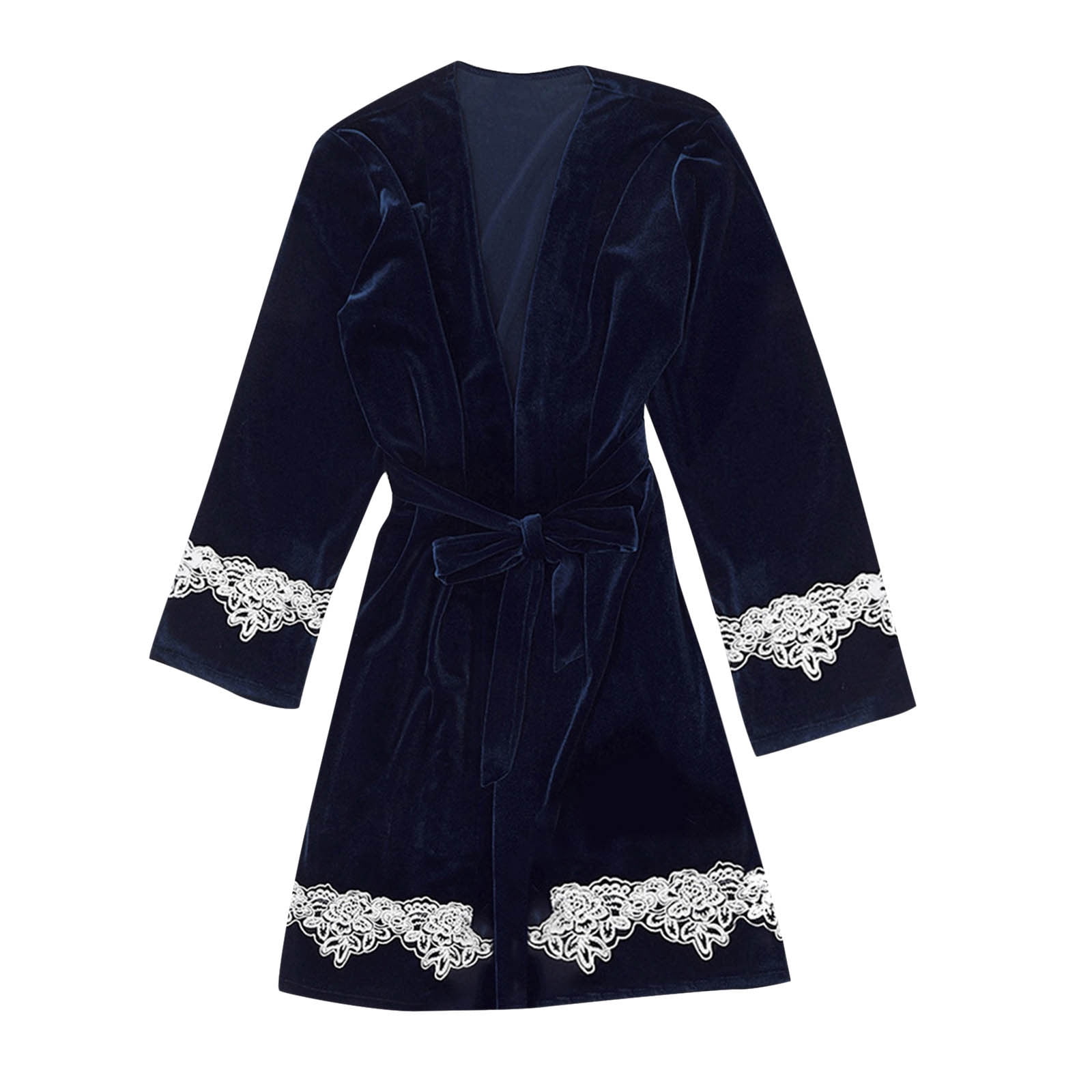 POIUYTR Women's 3/4 Sleeve Kimono Robe Velvet Bathrobe Bride ...