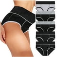 thumbnail image 1 of POIUYTR Women's Cotton Underwear High Waist Stretch Briefs Soft Breathable Underpants Ladies Full Coverage Comfort Panties 5 Pack, 1 of 5