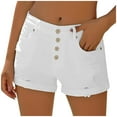 thumbnail image 1 of POIUYTR Women's Denim Shorts Summer Casual Mid-Rise Ripped Distressed Rolled Hem Stretchy Button Jeans Shorts with Pockets, 1 of 4