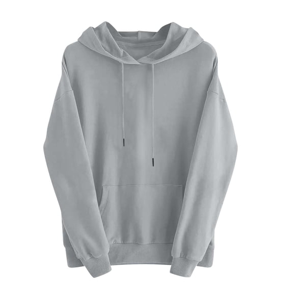 POIUYTR Women's Fleece Hoodies, Long Sleeve Hooded Sweatshirts, Fall Solid Color Pullover Tops with Pockets