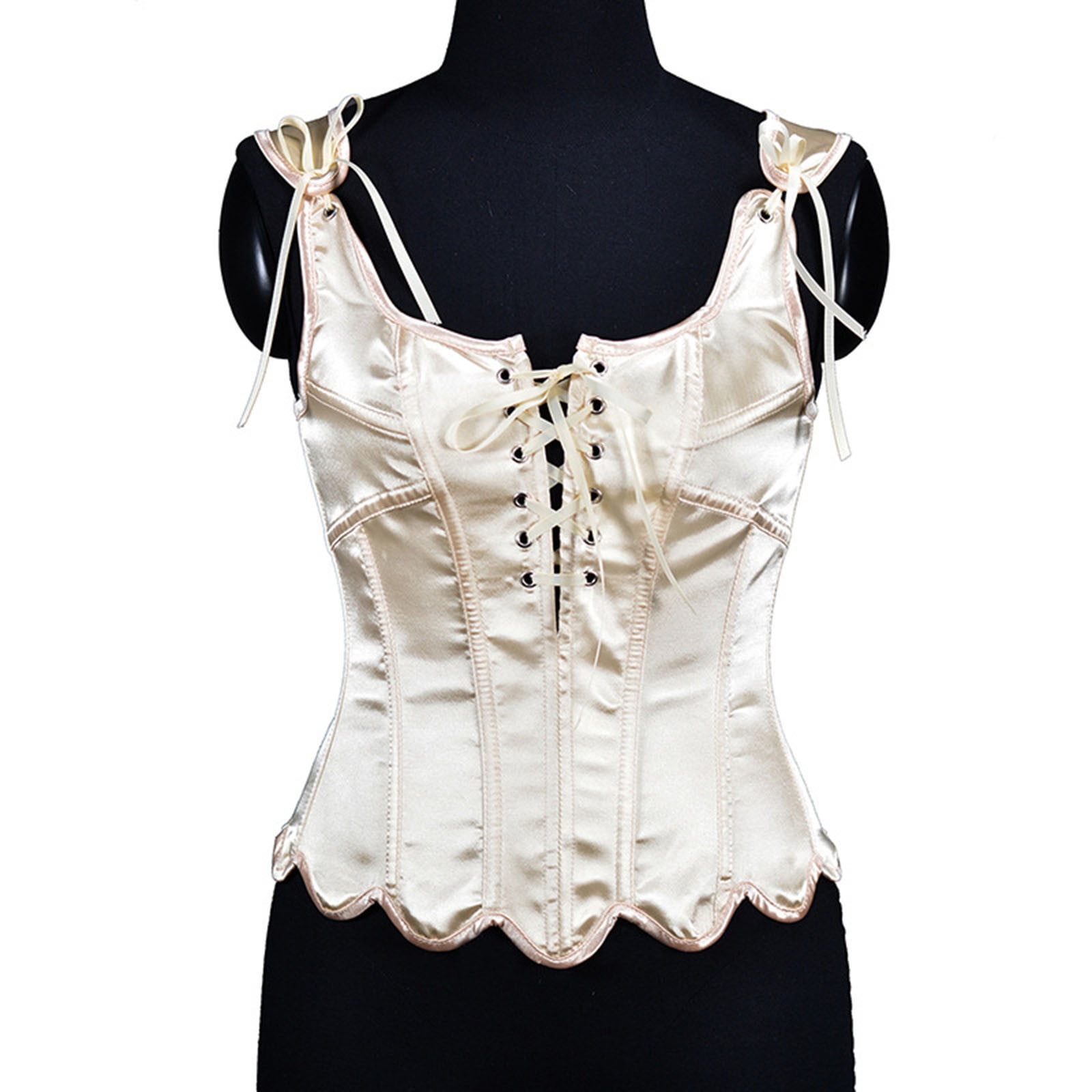 Flaredmax Vintage Floral Corset Top – Y2k Off-Shoulder Drawstring Bustier, Polyester, White Floral - View #2