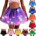 thumbnail image 1 of POIUYTR Women's Light Up Layered Skirts Summer Sparkly Sequin Elastic Waist Mesh Mini Skirt Party Costume Skirts, 1 of 6
