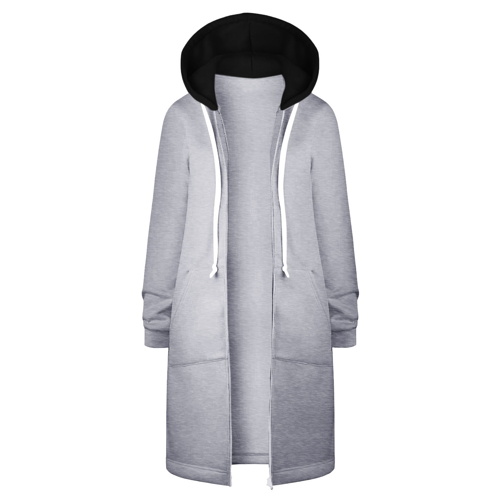 Yihaojia Women's Casual Zip-Up Hoodie Tunic - Long Length, With Pockets
