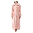 thumbnail image 1 of POIUYTR Women's Plush Long Robe Warm Soft Fleece Bathrobe Button Up Housecoat Winter Fuzzy Spa Bath Robe Loungewear Sleepwear with Pockets, 1 of 5