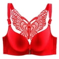 thumbnail image 1 of POIUYTR Women's Smoothing Push Up Bra Plus Size Padded Wireless Bra Front Closure Back Support Minimizer Wire-Free Comfort Bra Everyday Wear,Red, 1 of 5