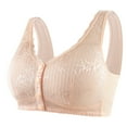 thumbnail image 1 of POIUYTR Women's Wireless Lightly Lined Comfort Bra Front Closure Full-Coverage Bra Back Support Breathable Everyday Bras,M,Beige, 1 of 5