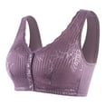 thumbnail image 1 of POIUYTR Women's Wireless Lightly Lined Comfort Bra Front Closure Full-Coverage Bra Back Support Breathable Everyday Bras,XL,Purple, 1 of 5