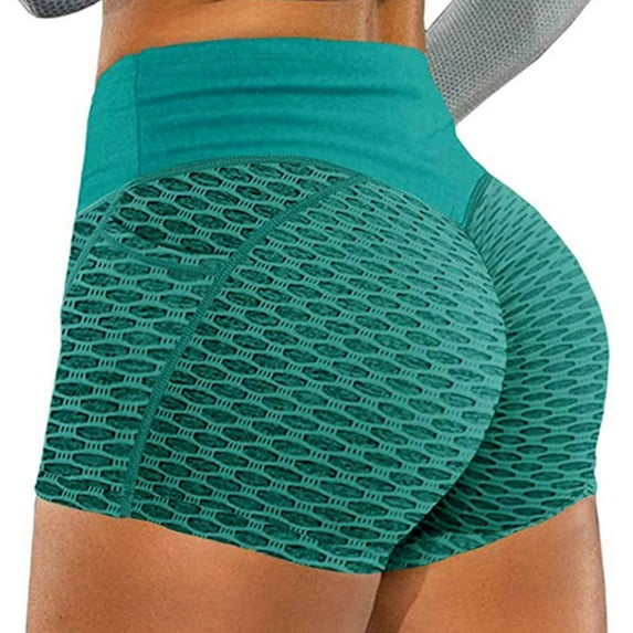 POIUYTR Women's Workout Biker Shorts High Waisted Butt Lift Tummy Control Textured Booty Leggings Shorts Plus Size Volleyball Shorts for Yoga Dance