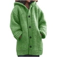 thumbnail image 1 of POIUYTR Womens Fall Cardigan Oversized Open Front Long Sleeve Hooded Chunky Sweaters Fashion Button Up Cable Knit Sweater Outerwear, 1 of 8