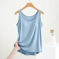 thumbnail image 1 of POIUYTR Womens Tank Tops with Built in Bra Summer Crew Neck Sleeveless Tops Basic Solid Color Loose Casual Trendy Tank Blouses 2024, 1 of 4