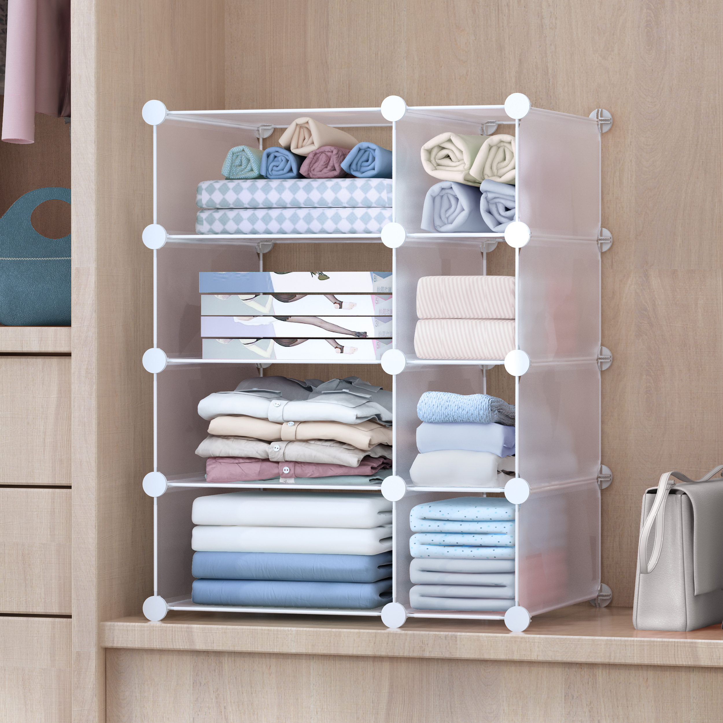 POJPION Storage Shelf Dividers,Closet Shelf Organizer Divider and Separator for Storage and