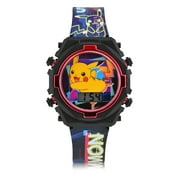 POK4361WM Pokemon Kids Contrast Colored Case Flashing Lights LCD Watch with Printed Strap