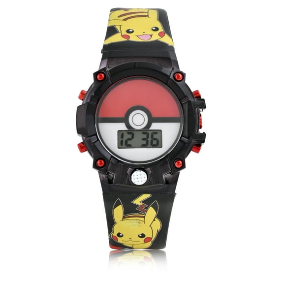 POK4394WM Pokemon Ball Kids Flashing Lights LCD Watch with Printed Strap