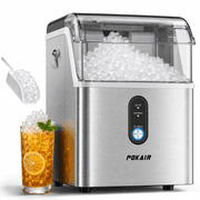 POKAIR Nugget Ice Maker Countertop, Sonic-Style Chewable Pebble Ice in 9 Min, 33 lbs/Day, Self-Cleaning, One-key Control, ETL, Brushed Stainless Steel