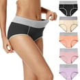thumbnail image 1 of POKARLA Women's High Waisted Cotton Underwear Soft Breathable Panties Stretch Briefs Regular & Plus Size 5-Pack, 1 of 7