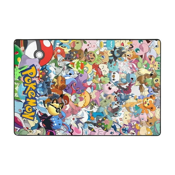 POKEMON 38 Gamer Rug Room Non-Slip Gaming Rug Cool Graffiti Gaming Carpet Room Game Room Rug Decor Soft with Non-Sli Backing Home Decor Carpet Modern Fun Rug