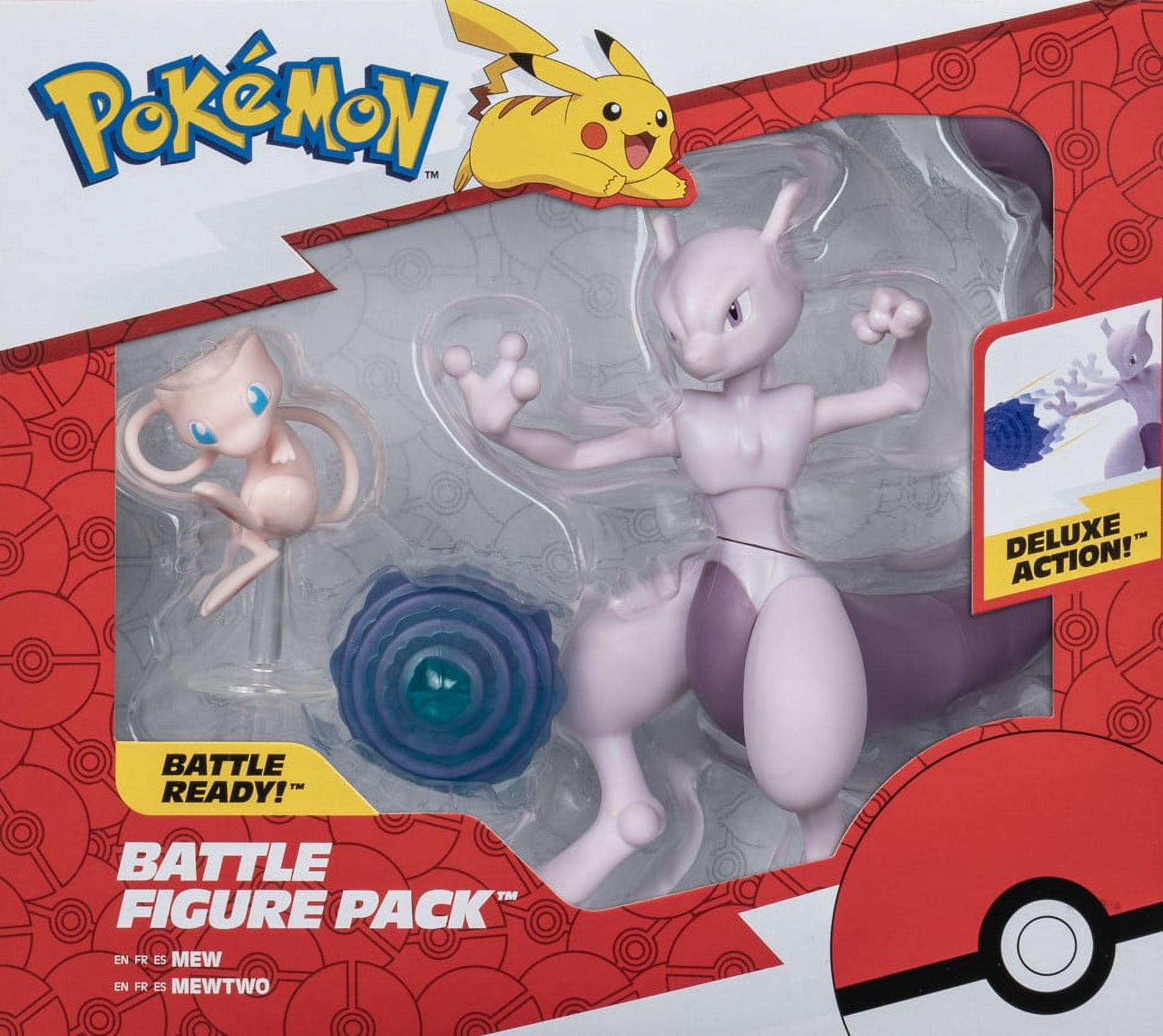 POKEMON BATTLE FIGURE 2 PACK - Features 2-Inch Mew & 4.5-Inch Mewtwo Battle  Figures 