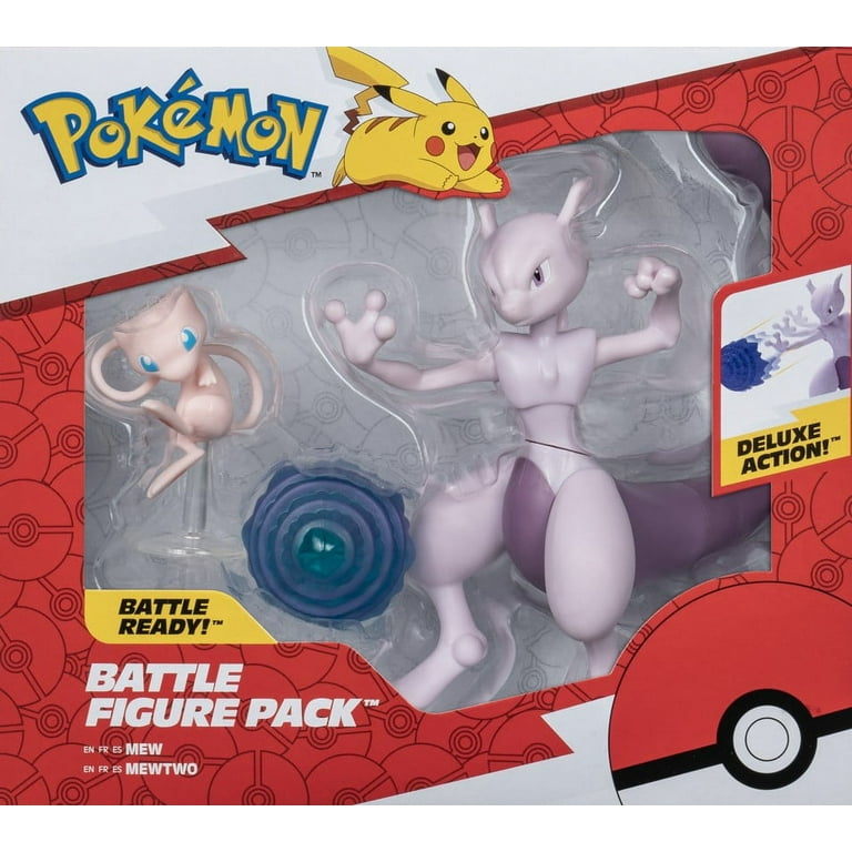 POKEMON BATTLE FIGURE 2 PACK - Features 2-Inch Mew & 4.5-Inch Mewtwo Battle  Figures