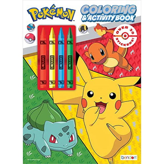 POKEMON COLOR AND ACTIVITY BOOK WITH 4 CRAYONS
