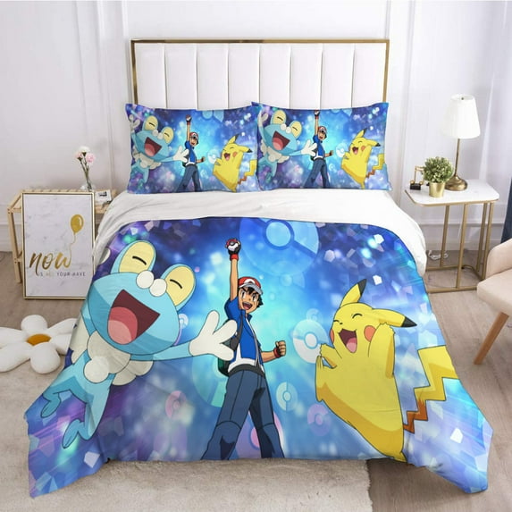 POKEMON Cartoon Anime 2 Piece/3 Piece Bedding Sets Comforters Sets & Pillowcases Set for Boys Girls Mens Womens Breathable Durable Microfiber Super Soft Ultra-Soft Fashion Funny