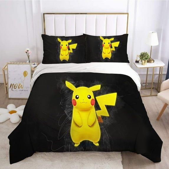 POKEMON Cartoon Anime 2 Piece/3 Piece Bedding Sets Comforters Sets & Pillowcases Set for Boys Girls Mens Womens Breathable Durable Microfiber Super Soft Ultra-Soft Fashion Funny