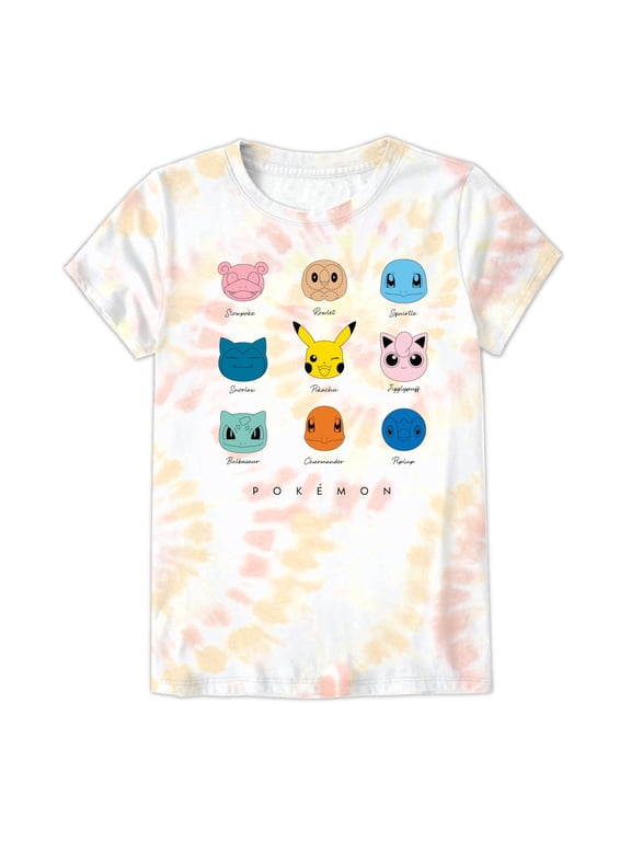 Pokemon Little and Big Girls Short Sleeve Tie-Dye T-Shirt, Sizes 4-16