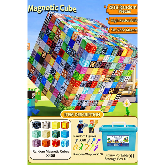 POKEMON Magnetic Building Cubes 408 Piece Luxury Storage Bucket STEM Construction Toy for Kids Ages 7 14 Gift