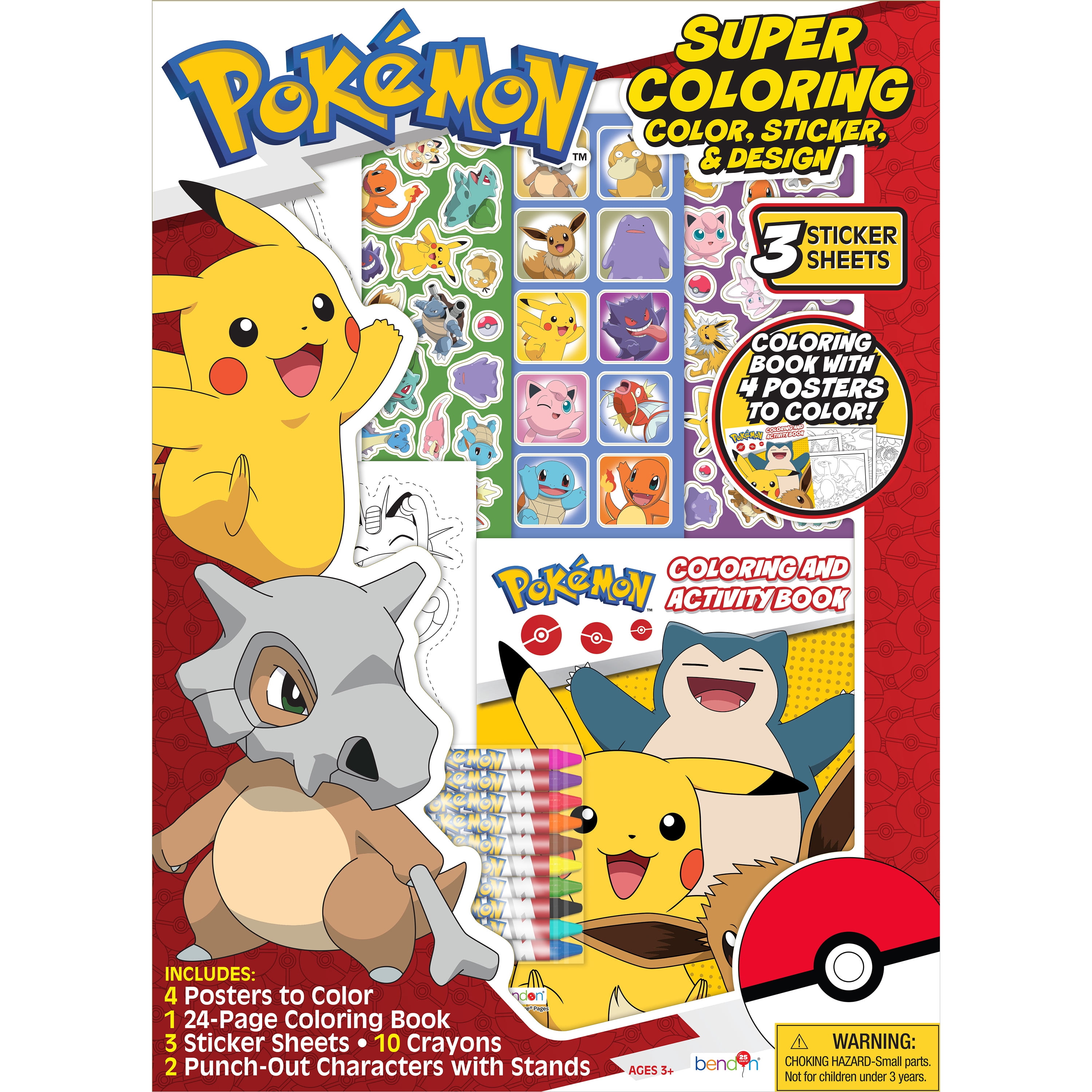Pokémon Gift Set with Coloring Book, Posters, Stickers, Crayons, Punch-Out Characters