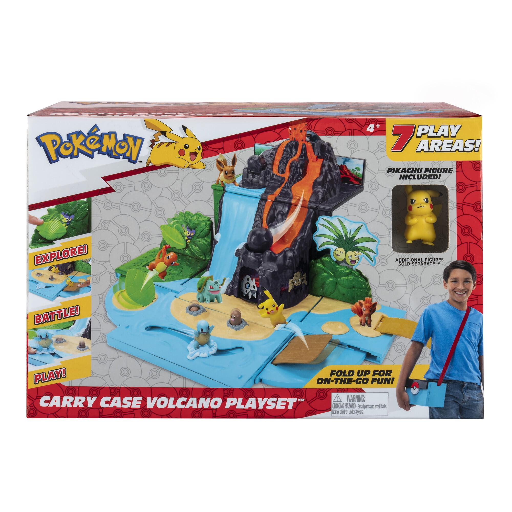 Green Plastic Pokemon Backpack Carrying Case Playset