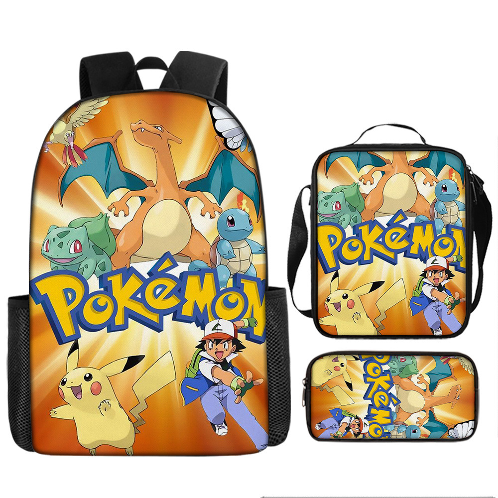 Pcs3 Backpack POKEMONAnime Backpack for Women/Men/Teens, Backpack With Shoulder Bag ...
